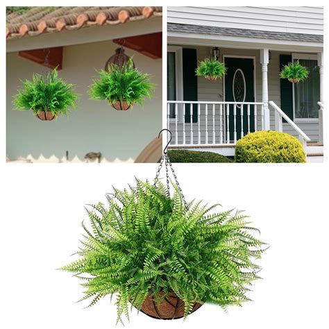 Artificial Hanging Fern Outdoor - UV Resistant Hanging Ferns Planter
