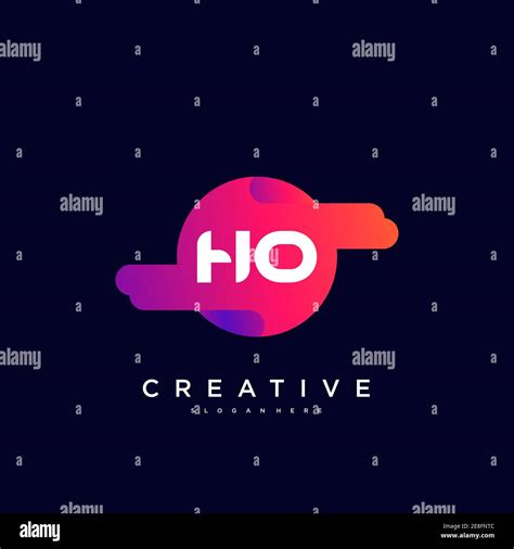 HO Initial Letter Logo Icon Design Template Elements With Wave Colorful