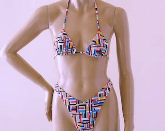 S S Thong Bikini Bottom With High Leg And Triangle Top In Etsy