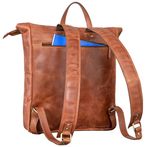 Edmund Rolltop Leder Rucksack Zoll Laptop Fach Wasserdicht Stilord