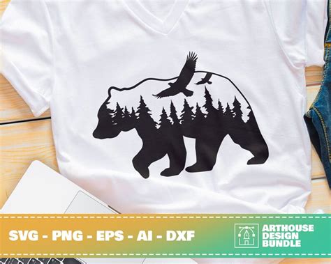 Bear Forest Clipart Camping Svg Forest Silhouette Bear Cricut Svg Bear