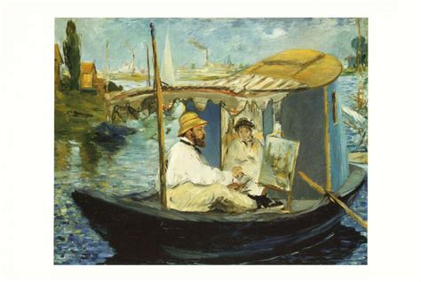 Claude Monet And Wife In Floating Studio By Edouard Manet Art Postcard