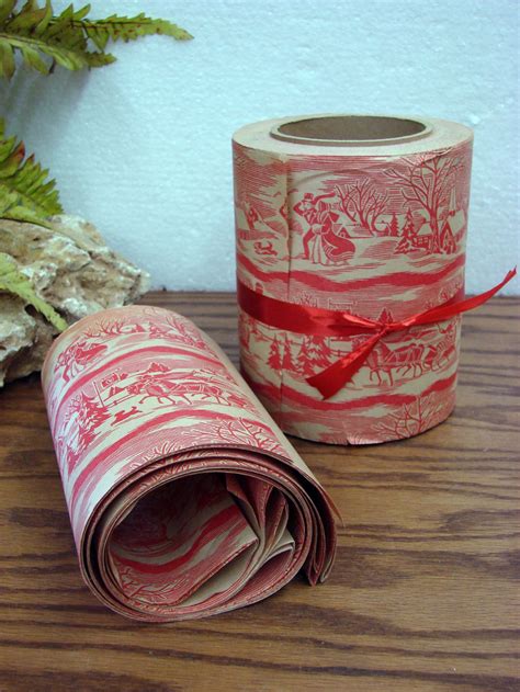 Victorian Vintage Paper Ribbon Winter Scene Sleigh Church Village Roll