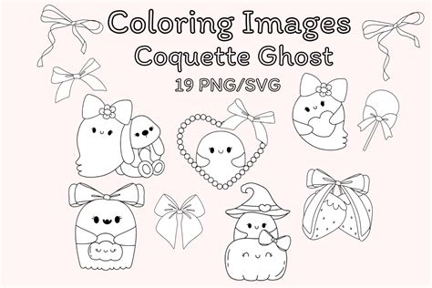 Halloween Coquette Ghost Coloring Images Graphic By J J Creative Fabrica