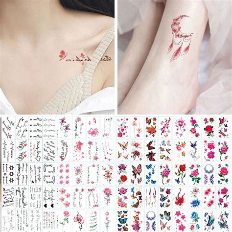 30Sheet Entfernbar Wasserfest 3D Schmetterling Blumen Tattoos Sticker