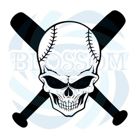 Baseball Skull Svg Sport Svg Baseball Svg Baseball Bat Svg Skull