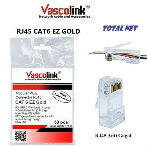 Jual Vascolink Rj Cat Ez Connector Cat Ez Gold Jakarta Pusat