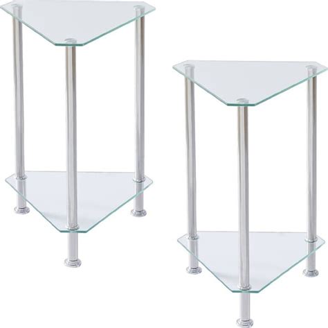 Global Pronex Corner Table For Small Spaces Glass End Table For Living Room Corner Sofa Side