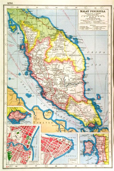 Malay Peninsula Malay Peninsula With Four Inset Maps Plans Of