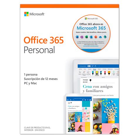 Microsoft Office 365 Personal Licencia 1 Año 1 Usuario Pc Laptop Mac Dispositivos Móviles