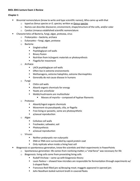 Biol Lecture Exam Review Biol Lecture Exam Review