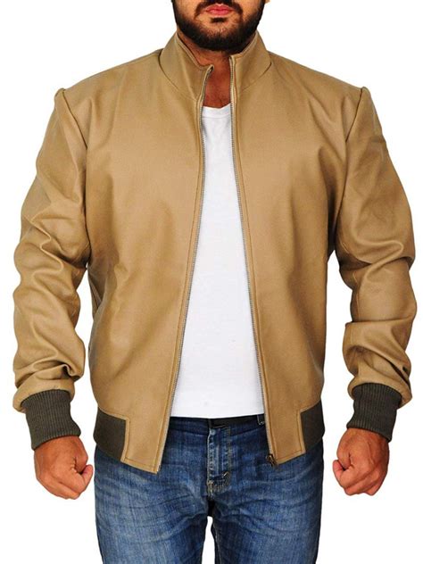 Men’s Classic Antique Beige Leather Jacket – Bay Perfect