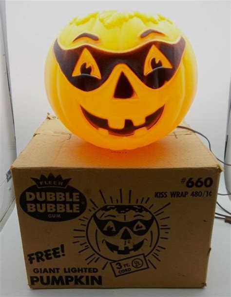 Fleer Dubble Bubble Halloween Pumpkin Light Blow Mold W Original Box