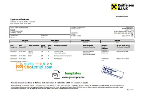 Romania Raiffeisen Bank Statement Template In Word And Pdf Format In