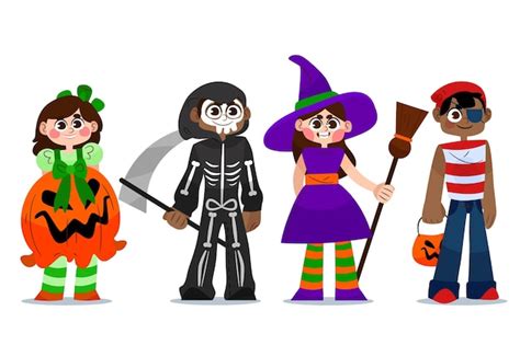 Colecci N De Ni Os De Halloween Dibujados A Mano Vector Gratis