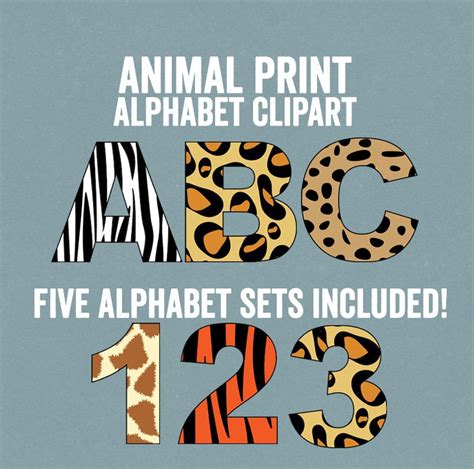 Animal Print Alphabet Clipart Leopard Print Letters Abc Etsy