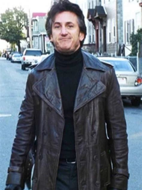 Shop Sean Penn Mystic River Brown Leather winter Coat-Mjacket.com