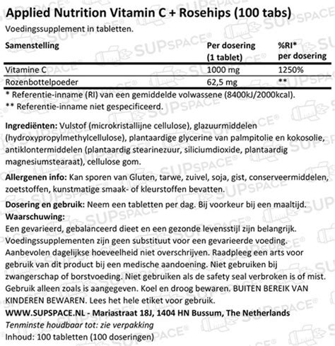 Applied Nutrition Vitamin C 1000 Mg Rose Hips 100 Tabs What Sup