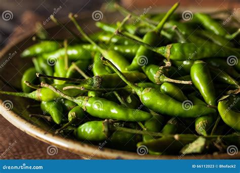 Hot Green Thai Chili Pepper Stock Image Image Of Gourmet Group