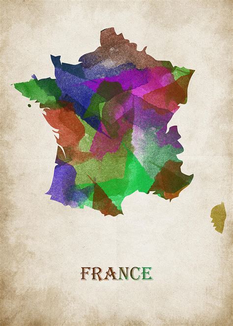 France Watercolor Map Digital Art By Mihaela Pater Fine Art America