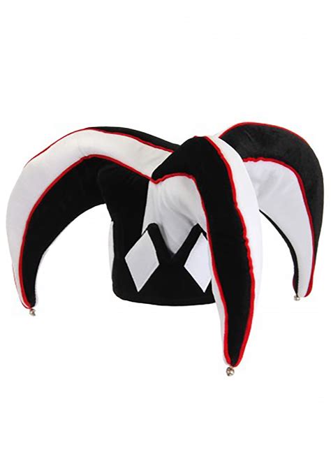 Court Jester Plush Black White Hat