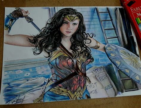 Wonder woman Desenho à lápis de cor art Florisval Silva Wonder Woman