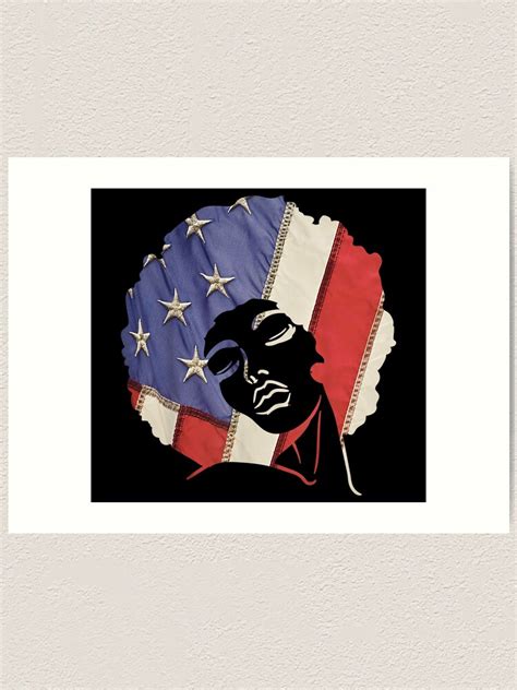 Black Girl US Flag Melanin Afro 4th Of July African American Art