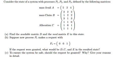 Solved Consider The State Of A System With Processes Pi P And P