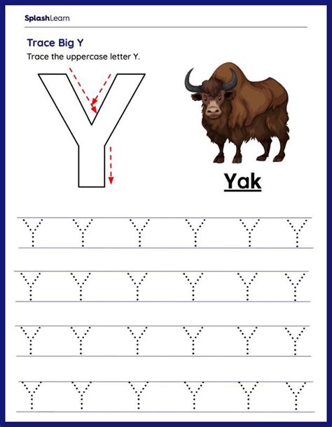 Letter Y Tracing Worksheets For Kids Online Splashlearn