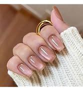 Amazon Qsnidy Press On Nails Almond Ombre Nude To White Press On Nails Medium Fake Nails