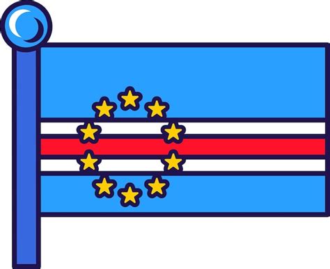 Bandeira Da Terra Da Rep Blica De Cabo Verde No Vetor Do Mastro Vetor