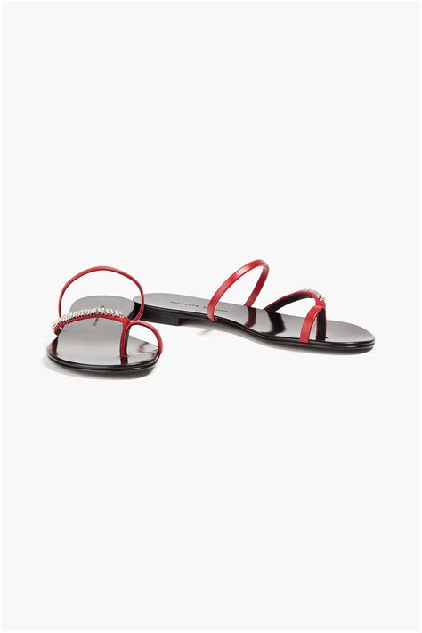 Giuseppe Zanotti Crystal Embellished Leather Thong Sandals The Outnet