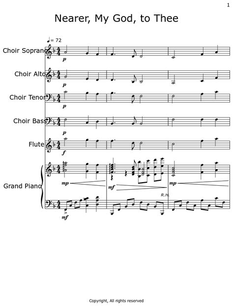 Nearer My God To Thee Sheet Music For Choir Aahs Flute Piano