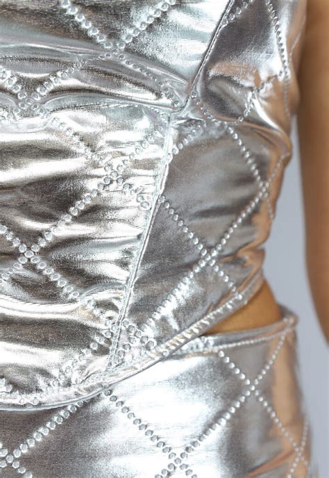 Metallic Zilveren Two Piece Met Overslag Skort Uwantisell Nl