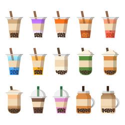 Bubble Tea Boba Milk Dessert Cup Drink Taiwan Vector Image