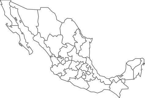 Mapa De Mexico Con Detallado País Mapa Línea Mapa 30937052 Png