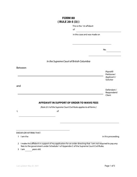 Form 80 Download Fillable Pdf Or Fill Online Affidavit In Support Of