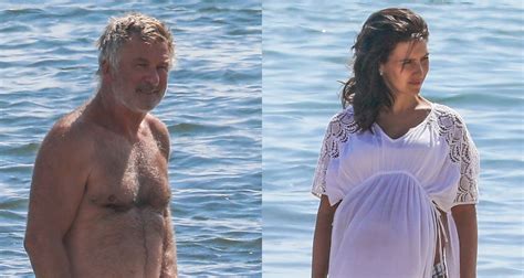 Alec Baldwin Hits The Beach With Pregnant Wife Hilaria In The Hamptons