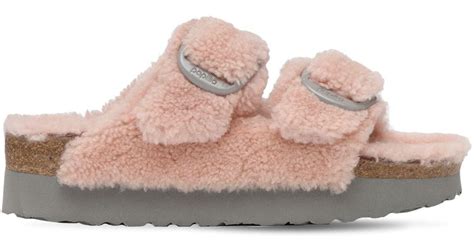 Birkenstock Papillo Arizona Teddy Shearling Sandals In Pink Lyst