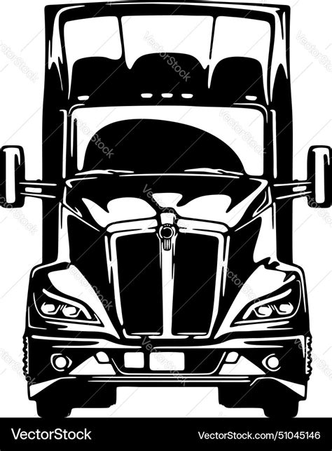 Semi truck - american line art Royalty Free Vector Image