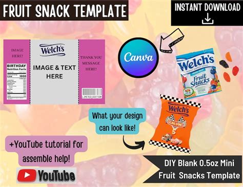 Fruit Snack Template Canva Template Blank Diy Party Favor Template For