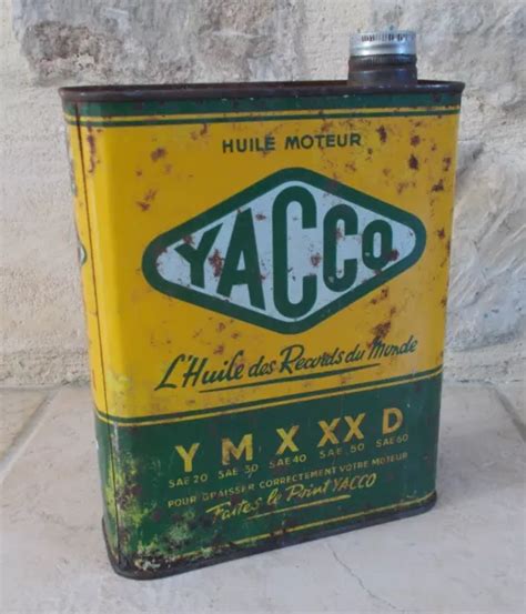 ANCIEN BIDON D HUILE YACCO Oil Can Vintage Jaune Vert Vtg France EUR 14