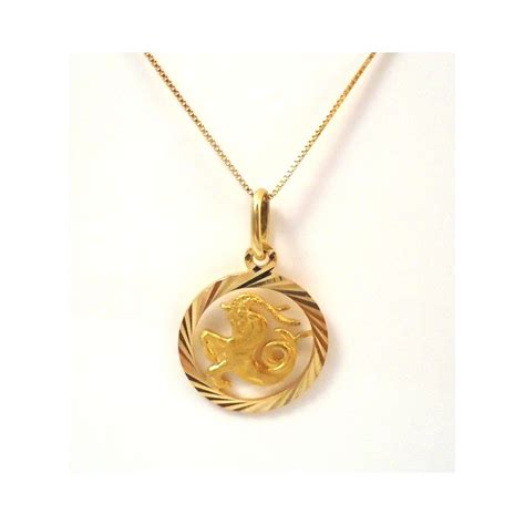 COLLANA IN ORO GIALLO 18 KT CIONDOLO ARIETE SEGNO ZODIACALE