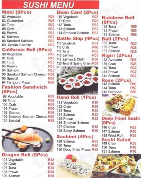 Menu at Chef Wok restaurant, Centurion