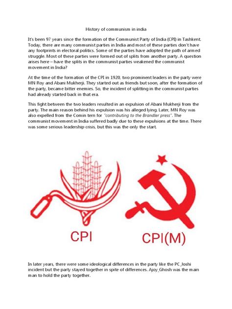 History of Communism in India | PDF | Ideologies | Political Theories