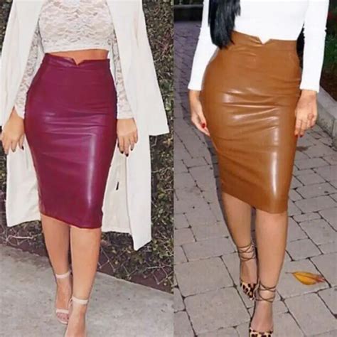 High Quality Soft Pu Leather Skirt High Waist Slim Hip Pencil Skirts