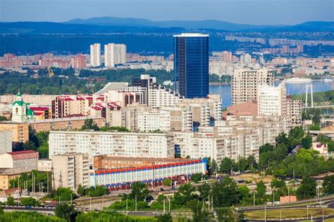 Premium Photo Krasnoyarsk City Aerial Panoramic View From Karaulnaya