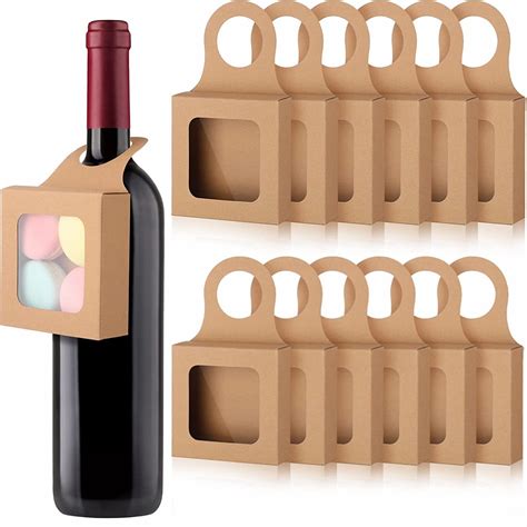 Pcs Hanging Foldable Kraft Paper Wine Bottle Box With Window For