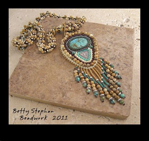 Betty Stephan Necklace Beaded Pendant Beaded Necklace