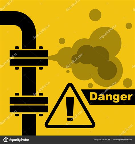 Gas Leak Breakdown Pipelines Danger Concept Warning Template Vector